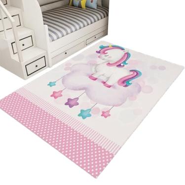Imagem de Tapete Infantil Estampado 1,00 x 1,35 Decorativo Antiderrapante (UNICORNIO ESTRELA)