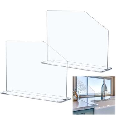 Imagem de Vesici Barreira de painel independente para pia de acrílico transparente com proteção contra respingos de cozinha com corte de fácil alcance, barreira protetora contra respingos para hospital