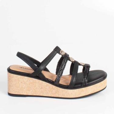Imagem de Sandália Anabela Mississipi 382 Latte, Preto, 0001, 37