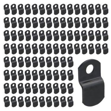 Imagem de T Tulead Clipes de tela offset 1/20.3 cm clipes de moldura de imagem preta grampos de ferro Z 100 peças com parafusos, para moldura, espelho, quadro negro