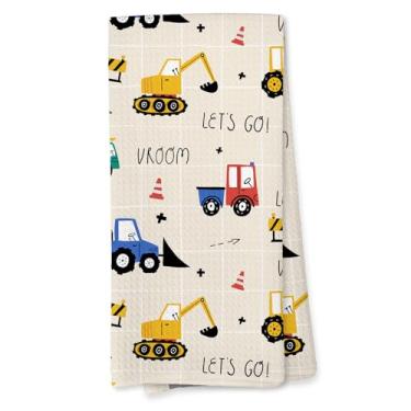 Imagem de Giosve Toalhas de mão infantis para decoração de construção, toalhas de mão de presentes de caminhão para decoração de banheiro, presentes de construção, toalha de prato de cozinha para cozinha