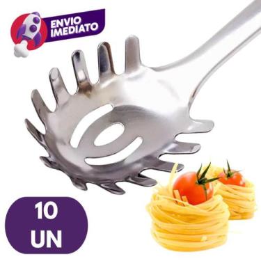 Imagem de Kit Pegador De Massas Macarrão E Salada Tipo Concha Cabo Tubular 32Cm 