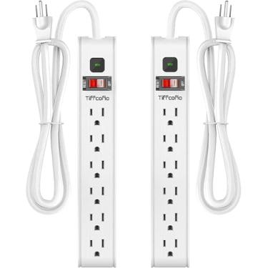 Imagem de Régua de energia, protetor contra surtos de várias saídas (1,8 metros), pacote com 2