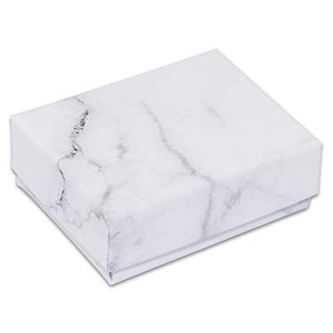 Imagem de Caixa de joias TheDisplayGuys embalagem com 25 unidades de papel de papelão com enchimento de algodão – Branco mármore, Branco, 2 1/8 x 1 6/8 x 3/4 (#11)