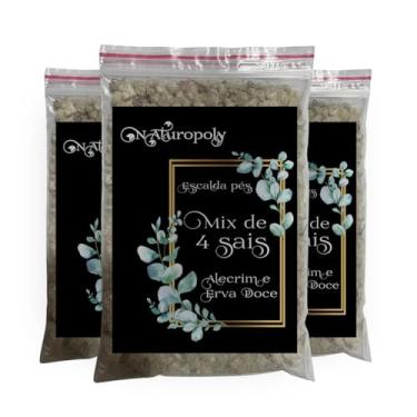 Imagem de 3x Escalda Pés De Erva Doce e Alecrim Premium 4 Sais Himalaia Epsom Marinho Quântico 1kg