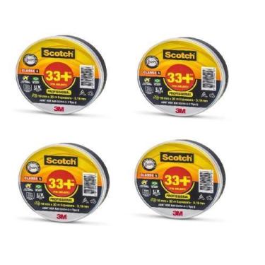 Imagem de Fita Isolante 3M Scotch 33+ 20 metros Kit 4 Peças