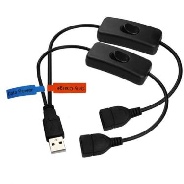 Imagem de MTUERANC Cabo de extensão USB Y com interruptor liga/desliga USB 2.0 macho para fêmea cabo divisor adequado para computadores, notebooks, discos rígidos e outros dispositivos 30 cm/1 metro