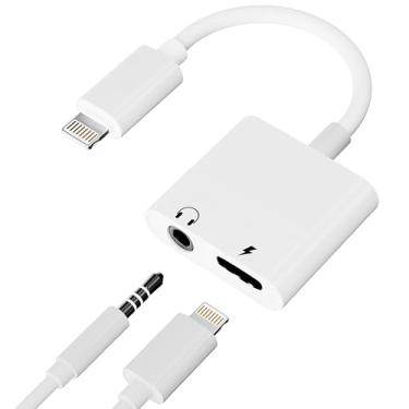 Imagem de IVSHOWCO Adaptador de fone de ouvido para iPhone, Lightning para fone de ouvido de 3,5 mm, áudio auxiliar + cabo de carregador divisor adaptador dongle para iPhone 14 13 12 11 Pro Max XS XR X 8 7 iPad