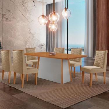 Imagem de Mesa de Jantar Diane 180cm Tampo MDF Laminado com 6 Cadeiras Safira Mo