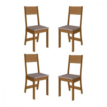 Imagem de Conjunto 4 Cadeiras Alice Freijo com Tecido Cinza Indekes