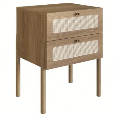 Imagem de Mesa de Cabeceira Com 2 Gavetas Pés Madeira Arlo A10 Hanover - Mpozena