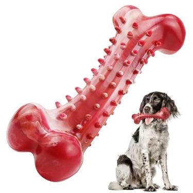 Imagem de LosFong Brinquedos resistentes para mastigar cães com ossos agressivos, sabor de bacon, brinquedo indestrutível para raças médias e grandes, brinquedos de mastigar duráveis para mantê-los ocupados