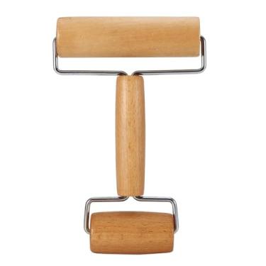 Imagem de Estink Rolo de Massa de Madeira, Pinça de Pizza de Pizza para Biscoitos de Cozimento Pies Fondant Com 2 Em 1 Grande e Pequeno Rolos de Espessura Uniforme Utensílios de Cozinha (Estilo 1)