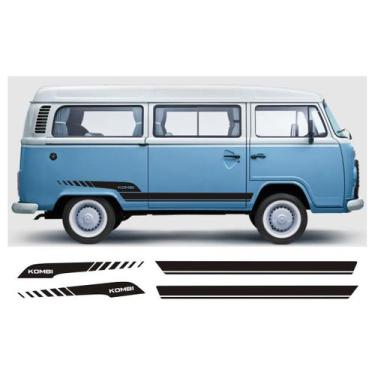 Imagem de Faixa Lateral Para Kombi Vw Perua Adesivo Kb3 E Kb4 Preto - Srt Wolf 1