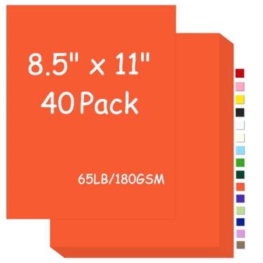 Imagem de Cartolina 8,5 x 5,3 kg, cartão de índice laranja brilhante, capa de 180 g/m² para impressora, papel de cartão de cópia para impressão, convites, etiquetas de presente, cartão de Natal (laranja, 40