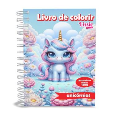 Imagem de Livro De Colorir Unicórnios, Capa Dura, A5, Folhas 180g, 50 Desenhos, 