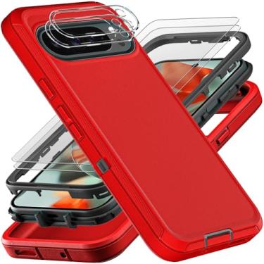 Imagem de YKHJKLEC Capa para Google Pixel 10 Pro XL, grau militar 3 em 1, resistente à prova de choque/à prova de queda/à prova de poeira com 2 peças de protetor de tela de vidro temperado e protetor de lente