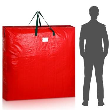 Imagem de Yeyeplum 1 peça de 121 cm sacos de armazenamento de guirlanda de Natal recipientes de armazenamento de guirlanda de Natal com alça extra grande à prova d'água bolsa de guirlanda com zíper para