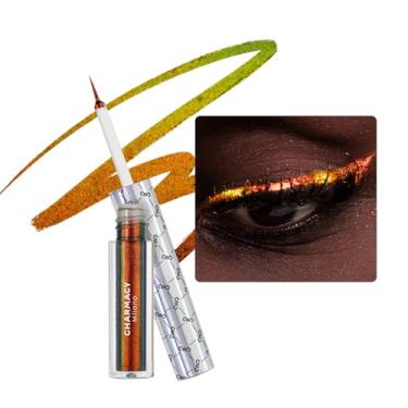 Imagem de CHARMACY Delineador de glitter líquido Chameleon, altamente pigmentado, metálico intenso multicolorido, à prova d'água, ponta ultrafina, durável, à prova de manchas, marrom dourado verde 901
