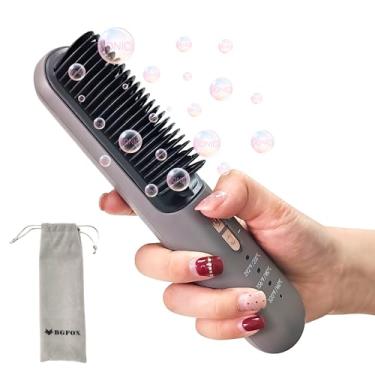 Imagem de BGFOX Escova alisadora de cabelo sem fio [aparência brilhante de 10 minutos a qualquer hora e em qualquer lugar], escova de alisamento iônica portátil recarregável por USB para mulheres em viagens com