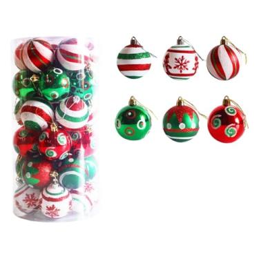 Imagem de oshhni 30x Bolas penduradas coloridas de Natal de 2,36 polegadas, enfeites para fotos, decorações de árvore de de Natal para lembrancinhas de festa, Vermelho Verde Branco