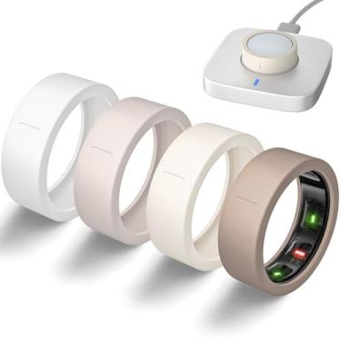 Imagem de BandRain Capas ultrafinas compatíveis com Oura Ring Gen 4/Oura Gen 3, capa protetora de silicone elástico antiarranhões, acessórios para anel ULTRAHUMAN AIR mulheres e homens, pacote com 4