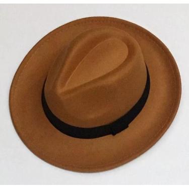 Imagem de Chapéu Fedora Feltro Aba Grande Unissex mostarda Clássico - sem