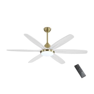 Imagem de ELEHINSER Ventiladores De Teto Modernos De 60" Com Luzes, Ventilador De Teto Com Luz Led Regulável E Controle Remoto, Pás De Madeira, Ventilador De Motor Cc Reversível Silencioso De 6 Velocidades P
