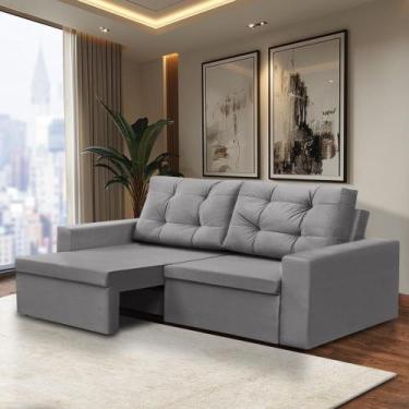 Imagem de Sofá Retrátil 2 Lugares 1,80m Leticia Suede Cinza Rover & Beato