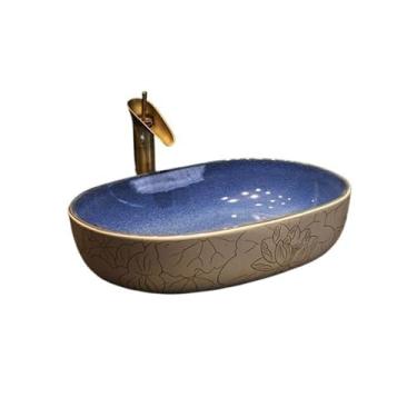 Imagem de YANIR-137 Bacia de pia de vaso de banheiro, lavatório de cerâmica para uso doméstico, arte antiga, lavatório, bancada, pia única, banheiro, varanda, lavatório, acima do balcão, pia de vaidade