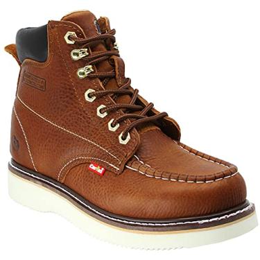 Imagem de Bota de trabalho masculina Cactus 71622M couro de flor integral poliuretano (PU) sola moc-toe, Marrom claro, 41