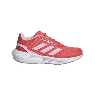Imagem de adidas Tênis de corrida unissex infantil Runfalcon 3.0 com tira elástica, Preloved Scarlet/Crystal Jade/Preloved Fig, 17