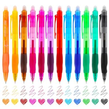 Imagem de USUAL Canetas de gel apagáveis, canetas coloridas apagáveis, ponta fina, canetas apagáveis de 0,5 mm, fazem com que os erros desapareçam, canetas de gel retráteis apagáveis para desenho, escrita