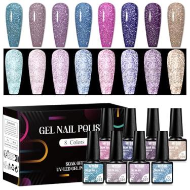 Imagem de MTSSII Conjunto de esmaltes de unhas de gel de diamante kit de esmalte de gel com caixa de presente (diamante-5, 8 peças)