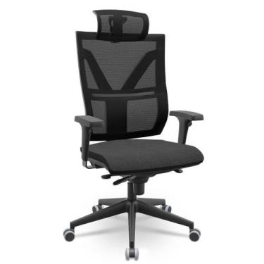 Imagem de Cadeira Darix X+ Slider Braços 1Dpu Nacional Poliéster Preto - Plaxmet