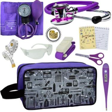 Imagem de Kit Academico Enfermagem Premium Preto Completo - Love Saude, ROXO TRA