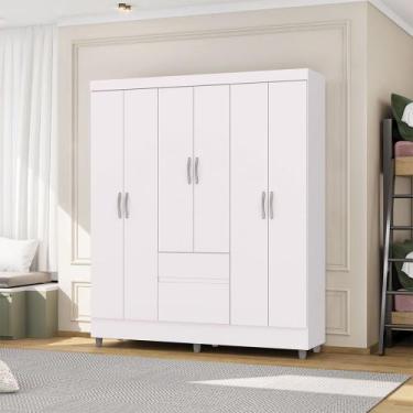 Imagem de Guarda Roupa Casal Flex Abruzzo 6 Portas de Bater 2 Gavetas Branco/Ter