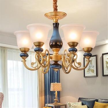 Imagem de Lâmpada Pendente Lustre LED Retro Cerâmica (C 3 Luzes) - Para Sala De Estar, Quarto, Estudo, Restaurante, Hotel, Café & Villa (F 6 Luzes)