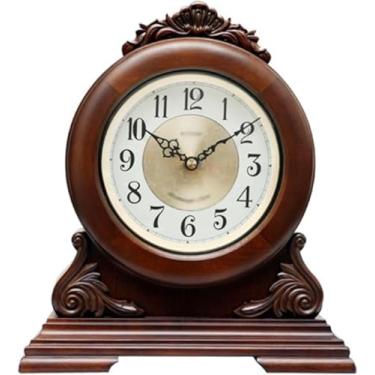 Imagem de Relógio De Mesa Relógio De Mesa De Madeira Silencioso Sala De Estar Relógio De Mesa Relógio Vintage Chinês Relógio Carrilhões O Tempo Todo Para Quartos Prateleira Mesa