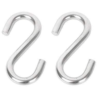 Imagem de Logiim Pacote com 2 ganchos em S resistentes de 8 cm - ganchos de rede de aço inoxidável 304 capacidade de 252 kg - para balanço, armazenamento de garagem, barraca, oficina (força industrial)