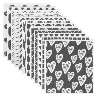 Imagem de 5/6/12 peças pano de prato sueco ecológico biodegradável para cozinha esponja de celulose panos de limpeza reutilizável absorvente toalha de papel não arranha para limpeza de pratos (12)