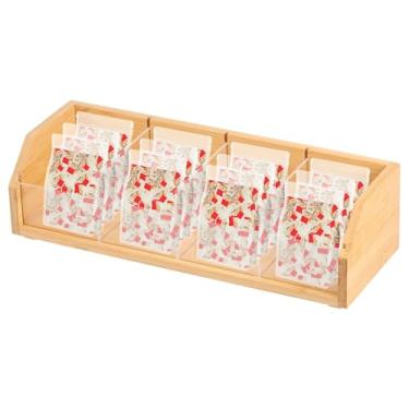 Imagem de Organizador de saquinhos de chá de bambu, caixa de armazenamento empilhável de bambu, caixa de chá de montagem na parede, suporte para saquinhos de chá com divisória de acrílico ajustável para gaveta