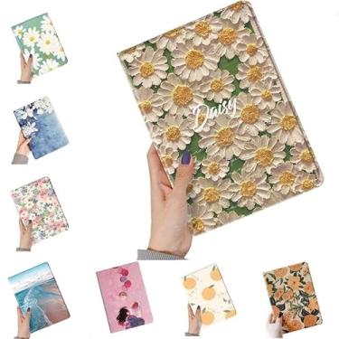Imagem de Capa floral para iPad A16 2025 (11ª geração, 11 polegadas)/iPad 10ª geração 2022 10,9 polegadas capa com estampa floral linda capa inteligente de couro fino com porta-lápis hibernar/despertar