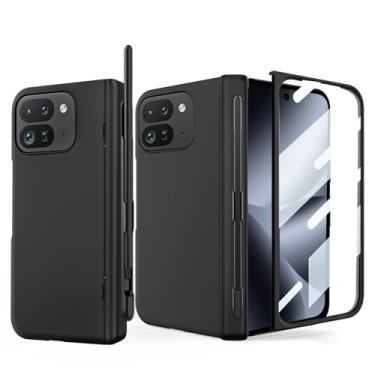 Imagem de liuziyi Capa dobrável para Google Pixel 10 Pro, inclui caneta stylus e suporte de caneta destacável, proteção semiautomática de dobradiça, proteção para câmera, protetor de tela embutido, capa de