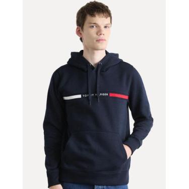 Imagem de Moletom Tommy Hilfiger Masculino Chest Insert Flag Hoodie Azul Marinho