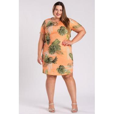 Imagem de Vestido Malha Visco Estampado Detalhe Frente Ombros Vazado - Serena, L