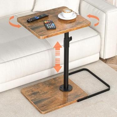 Imagem de Bandeja de TV para sofá – altura ajustável e design de painel giratório de 360°, base maior de metal e madeira para evitar escorregões, bandeja de apoio de braço para sofá, mesa para comer, laptop