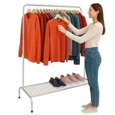 Imagem de Arara Cabideiro de Chão Ferro Arara de Roupas Para Loja e Quarto Com Sapateira(Com Sapateira)