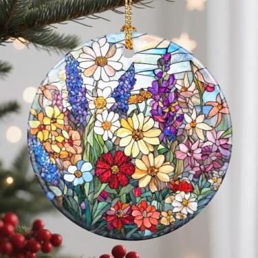 Imagem de Enfeites de Natal, enfeite de flor, enfeites de árvore de Natal, decorações de Natal, decorações de férias, presentes para amantes de flores, presentes de festa de fim de ano e ideias de presente de