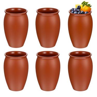 Imagem de JOUTYFOR 6 peças de 340 g Cantaritos De Barro Mexicanos Cantaritos Shooters Taco Tuesday Mexicano Copos de Coquetel para Tequila Margaritas Mojitos Tazas